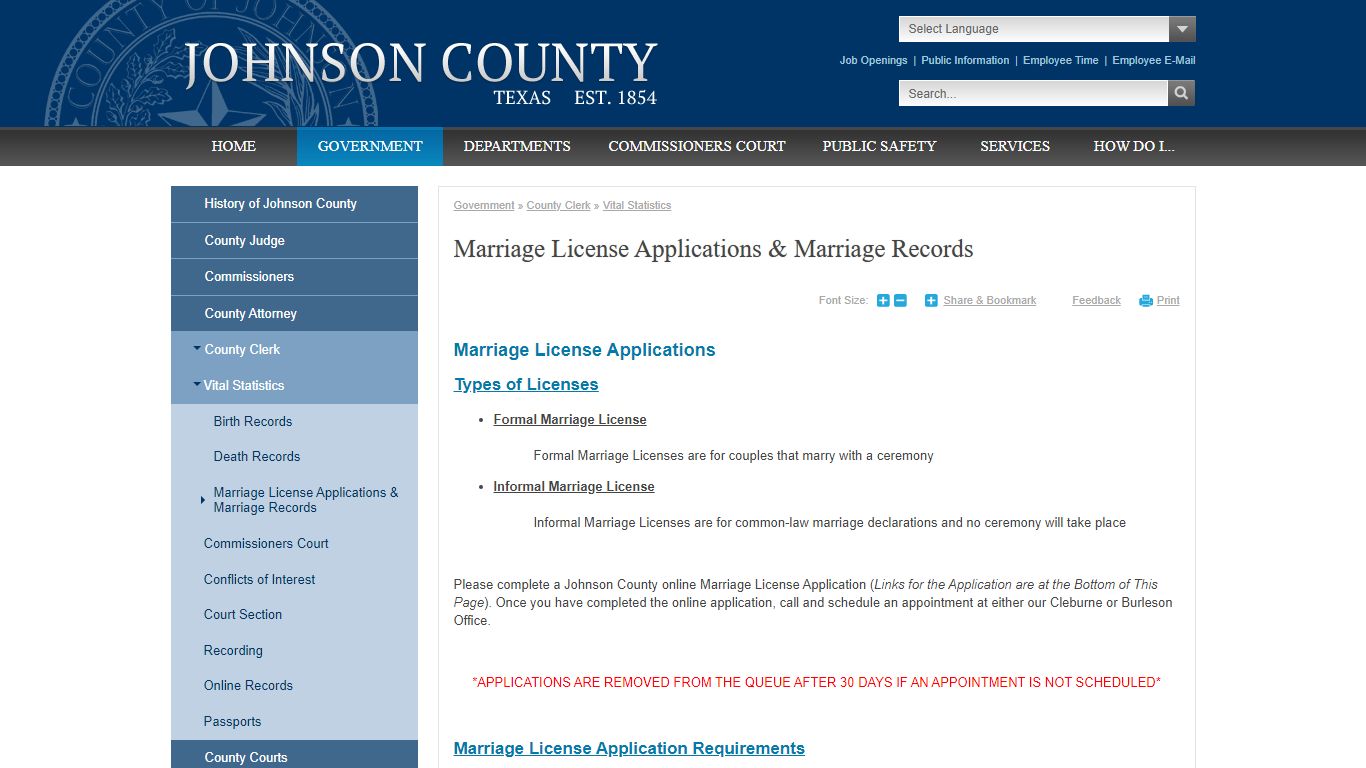 Marriage License Applications & Marriage Records - Johnson County, TX